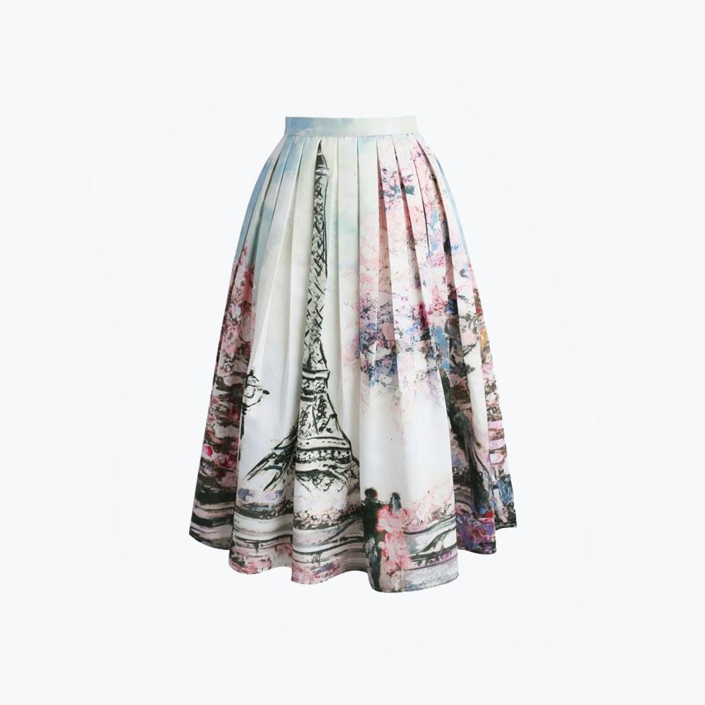 printed long eq skirt